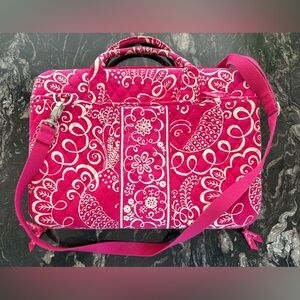 Vera Bradley Pink and White Floral Hard Case Laptop Bag with Shoulder Strap